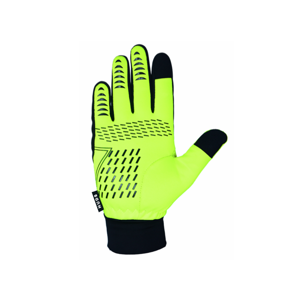 HUDS Water Resistant Cycling Winter Gloves In HI VIZ Yellow