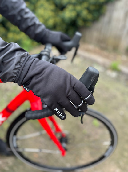 HUDS Water Resistant Cycling Winter Gloves In Black