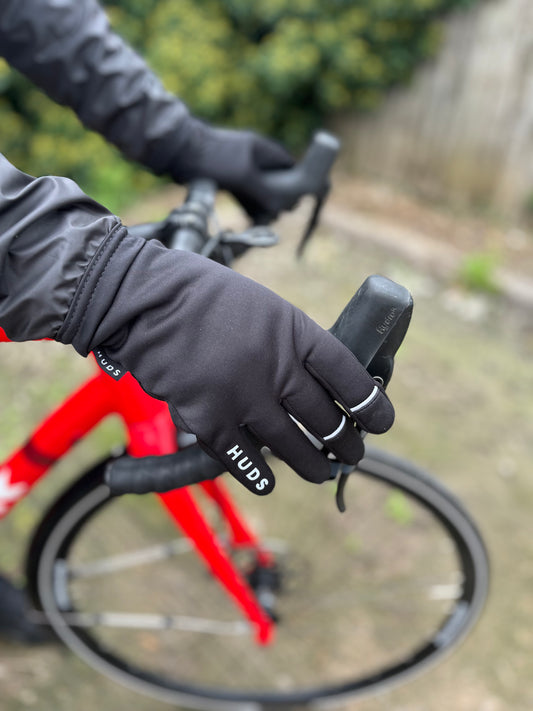 HUDS Water Resistant Cycling Winter Gloves In Black