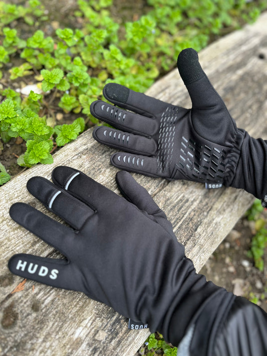 HUDS Water Resistant Cycling Winter Gloves In Black