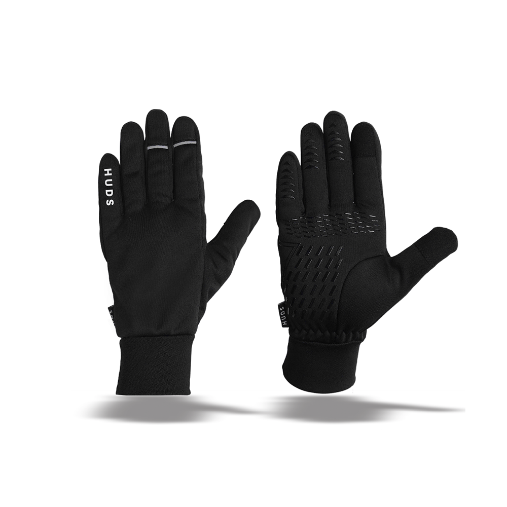 HUDS Water Resistant Cycling Winter Gloves In Black